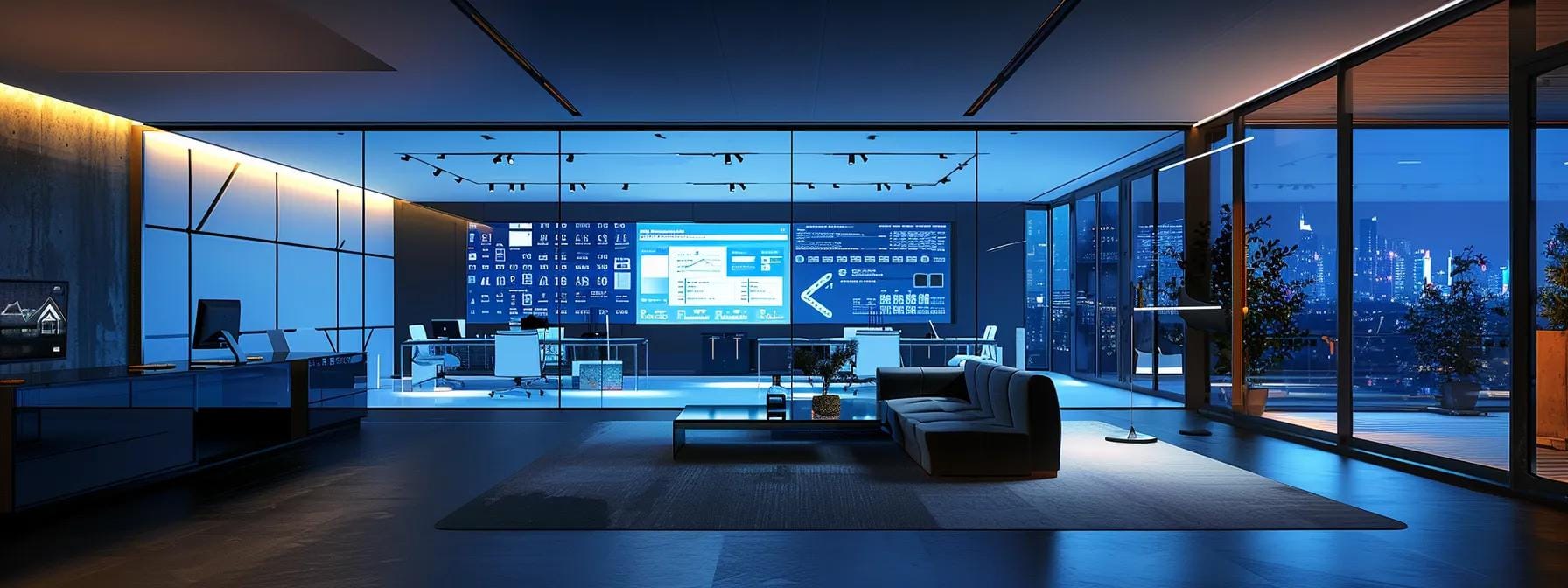 a sleek, modern office space features a large digital screen displaying a comprehensive seo dashboard, with a confident business professional analysing data and financial charts, embodying the strategic approach of aligning seo tool selection with budgetary constraints.