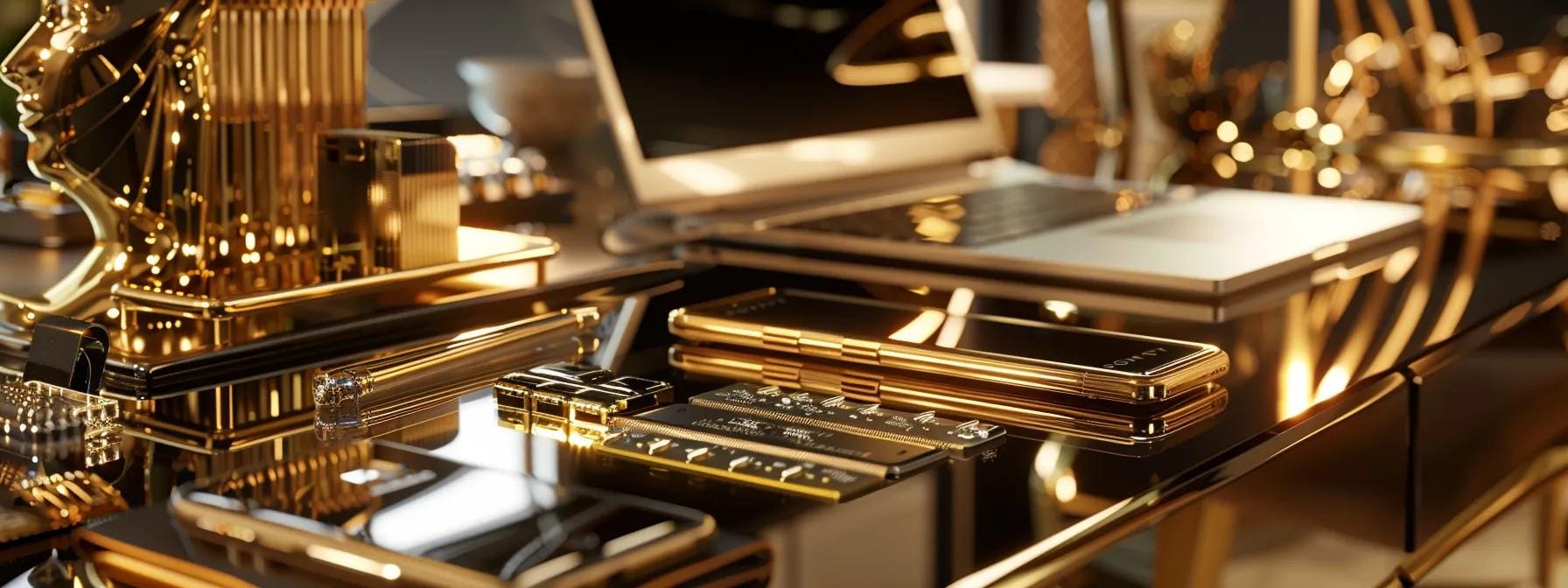 Gold-plated gadgets highlighting luxury aesthetics and enhanced electrical conductivity.