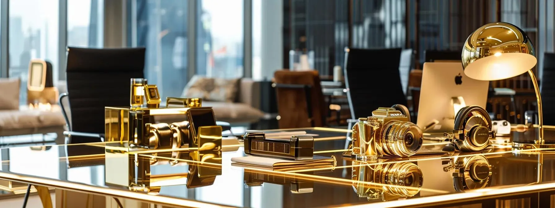 Gold-plated gadgets showcasing luxury, advanced technology, and superior performance in electronics.