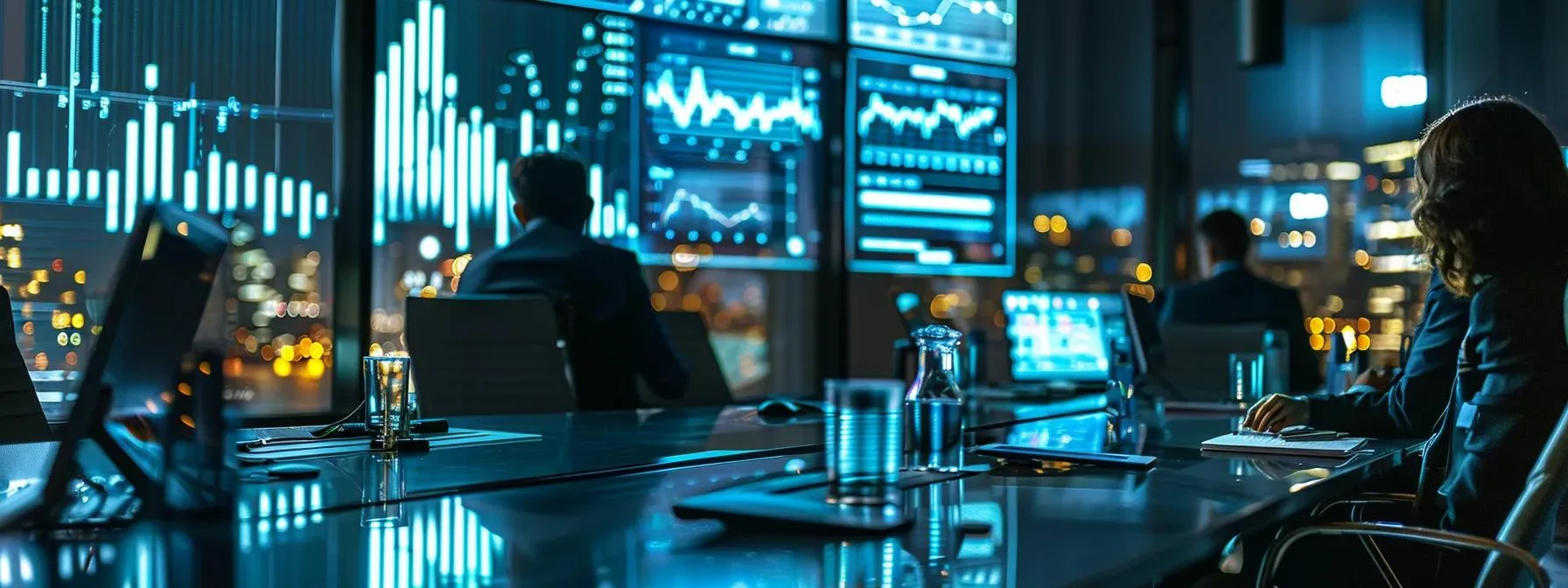 a modern office workspace bustling with digital marketers discussing strategies around a sleek conference table, with multiple screens displaying analytics and visual representations of seo challenges and solutions.